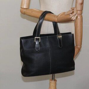 Burberrys Tote Bag Leather Black Auth